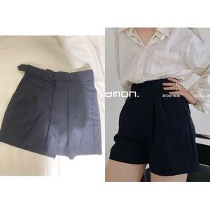 Navy Blue High Waist Belt Shorts Women 25